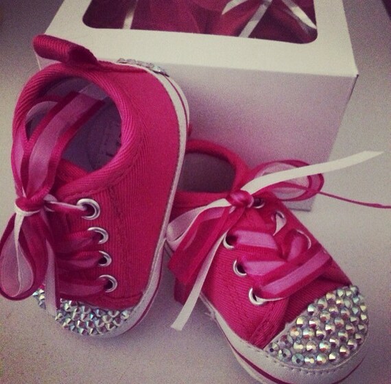Items similar to Swarovski Crystal Crib Shoes For Baby Girls on Etsy