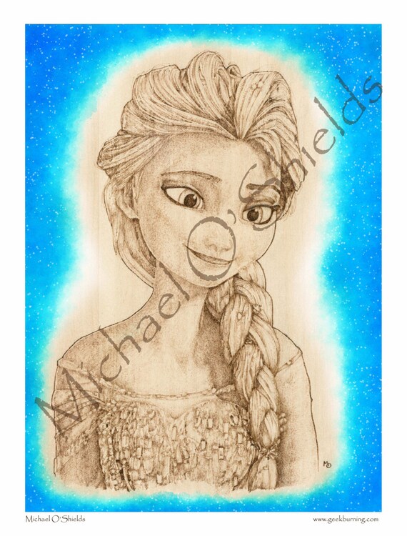 Frozen Elsa Wood Burning PRINT by GeekBurning on Etsy