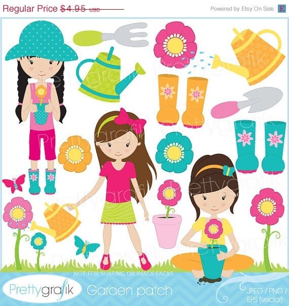 60% OFF SALE gardening clipart commercial use, vector graphics, digital clip art, digital image, dancing - CL534 Il_570xn