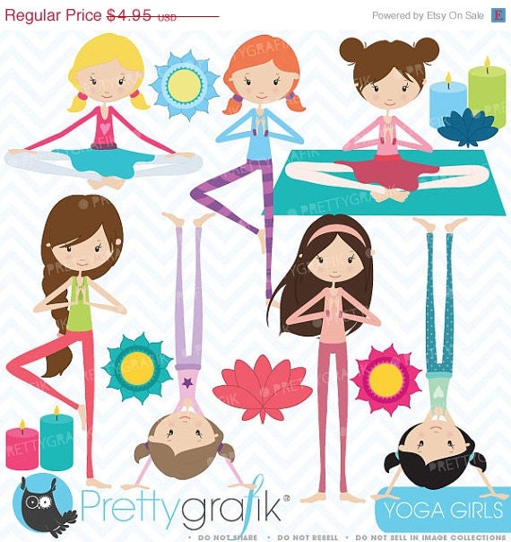 60% OFF SALE yoga girls clipart commercial use, vector graphics, digital clip art, digital images - CL442 Il_570xn