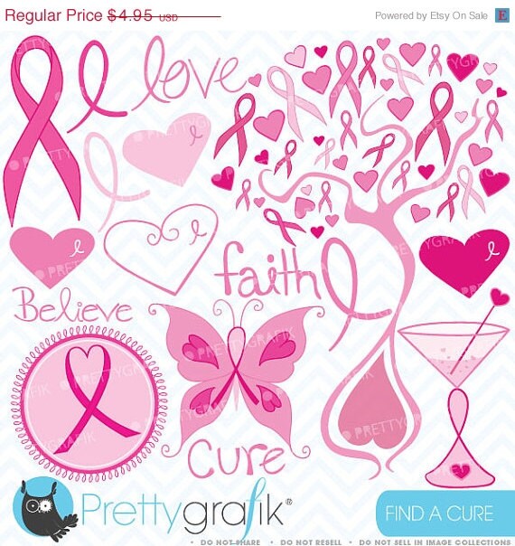 60% OFF SALE Breast cancer clipart commercial use, vector graphics, digital clip art, digital images - CL389 Il_570xn