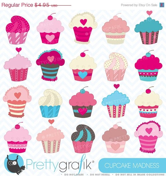 80% OFF SALE cupcake madness clipart commercial use, vector graphics, digital clip art, digital images - CL456 Il_570xn