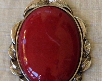 Red Mountain Jade Pendant! Red Jade Stone in Antique Silver Plated ...