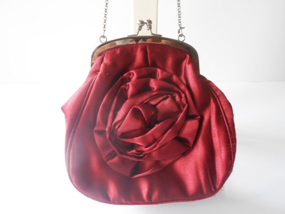 red evening handbag