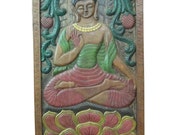 Hand Carved Wall Panel Vitarka Teaching Buddha India Door 72" X 36"