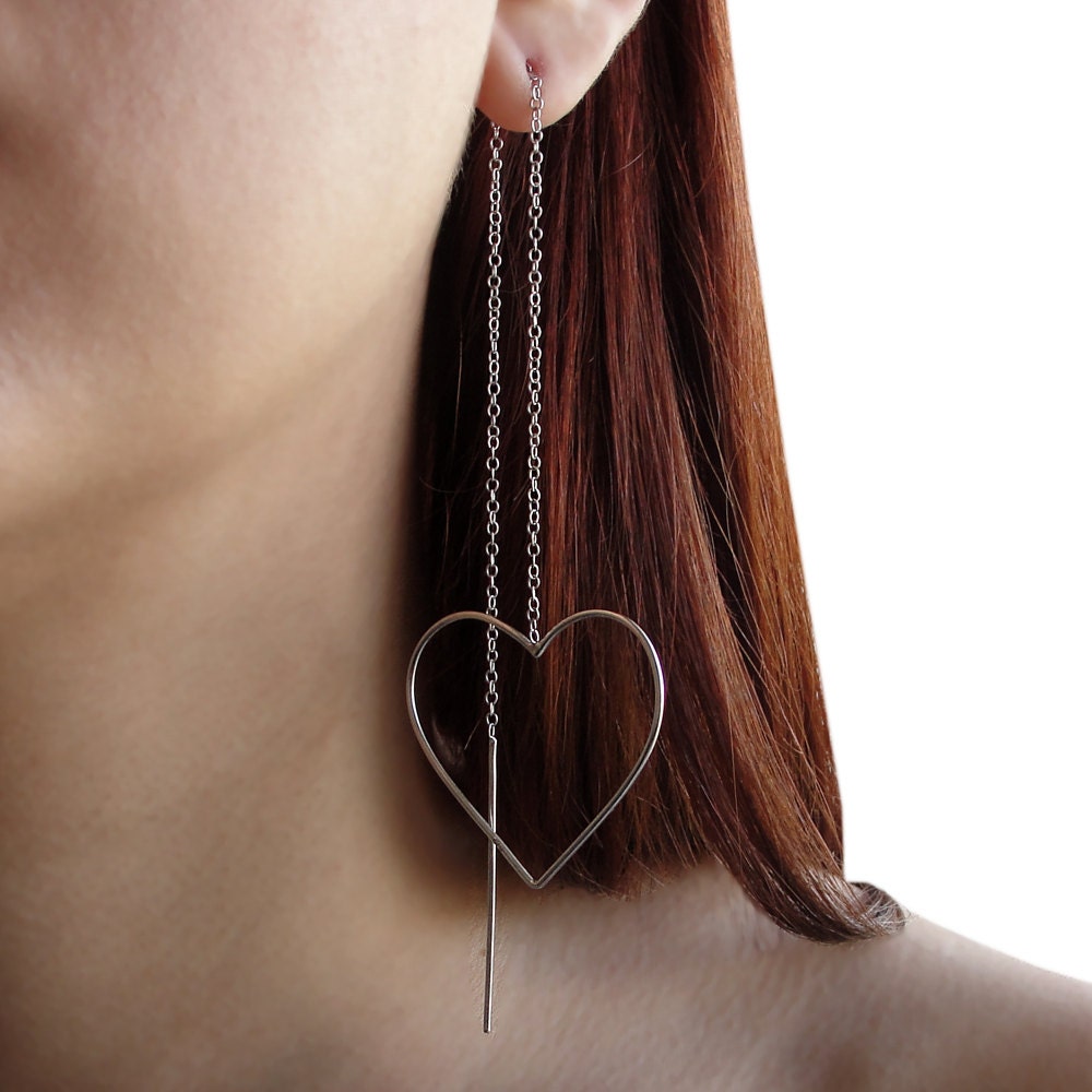 Sterling silver threader earrings silver thread earrings