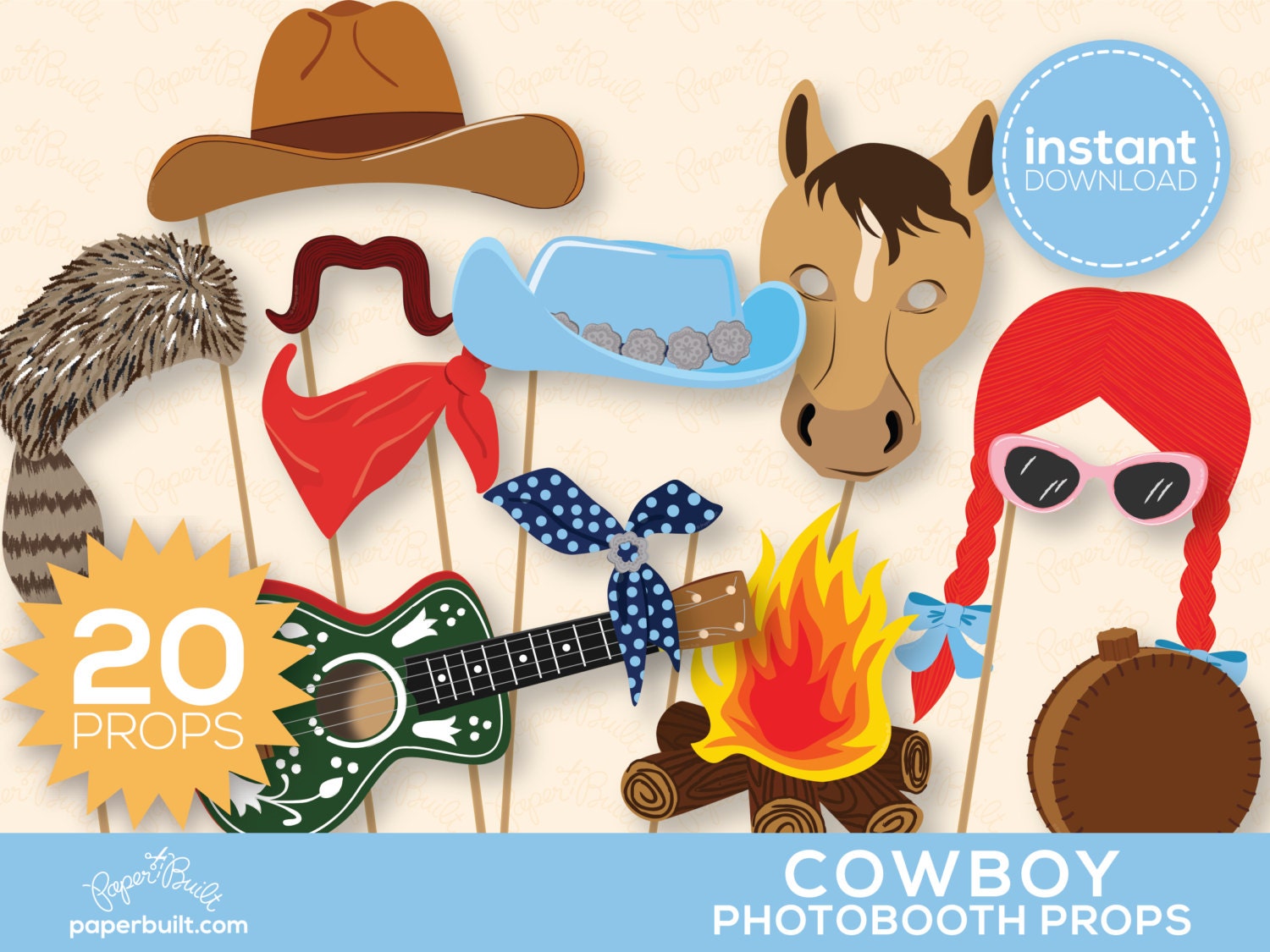 Western Photo Booth Props Wild West Rodeo by PaperBuiltShop