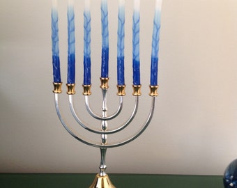 Karshi Silver and Gold Plated Seven Branch Menorah