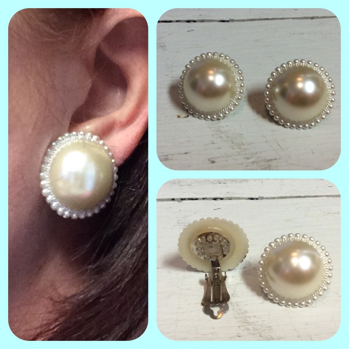 Faux Extra Large Pearl Clip on Earring's Wedding Jewelry.