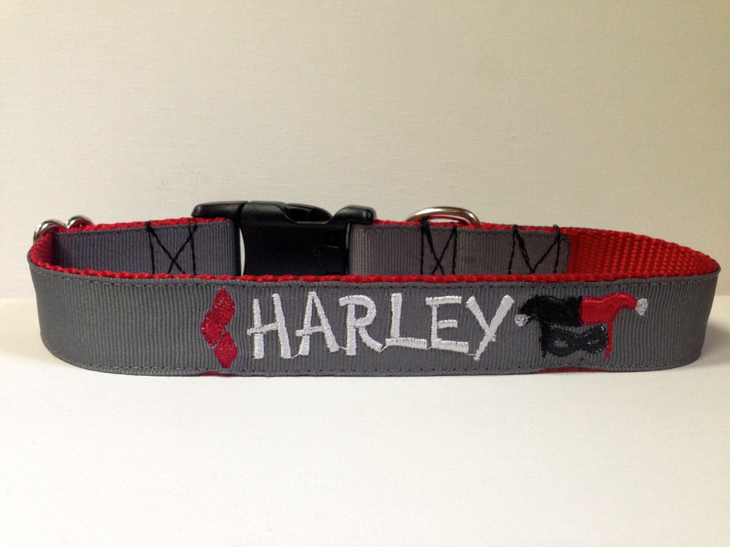 Harley Quinn Inspired Embroidered Dog Collar Help A By Sainttiger