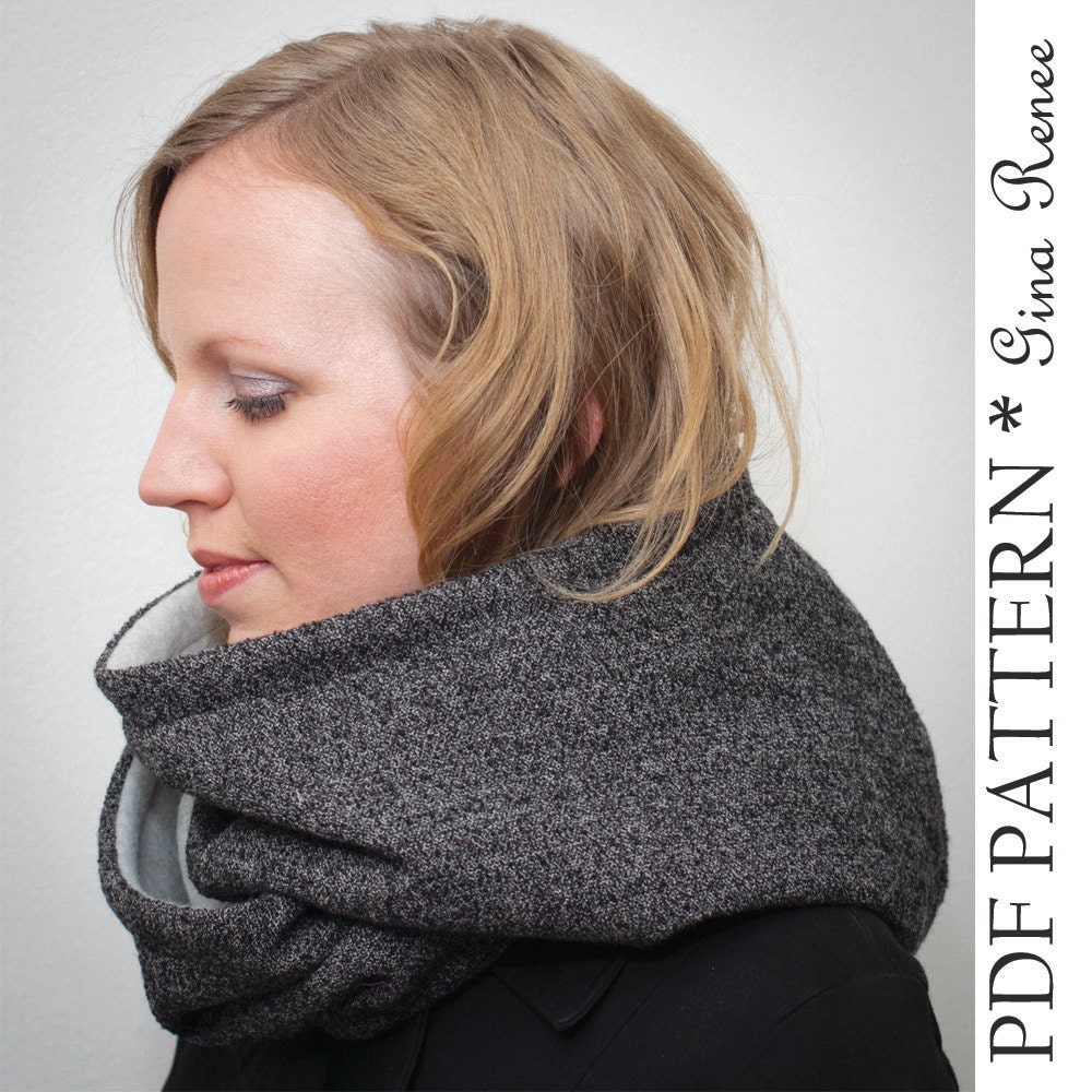 Hooded Scarf Pattern. Hood Scarf Sewing pattern. Infinity