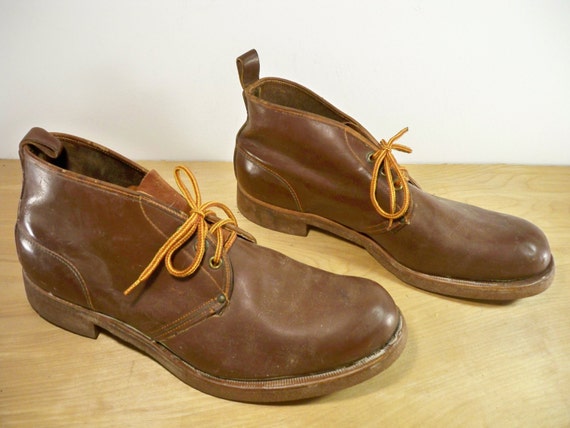Vintage Made in USA Brown Leather Sport Hunting Chukka by Joeymest