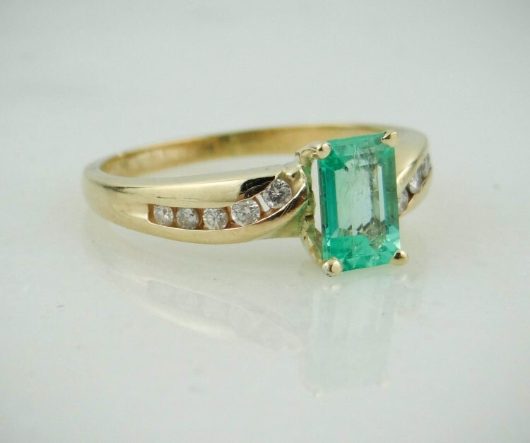 Fine Emerald and Diamond Ladies Ring for Engagement by MSJewelers