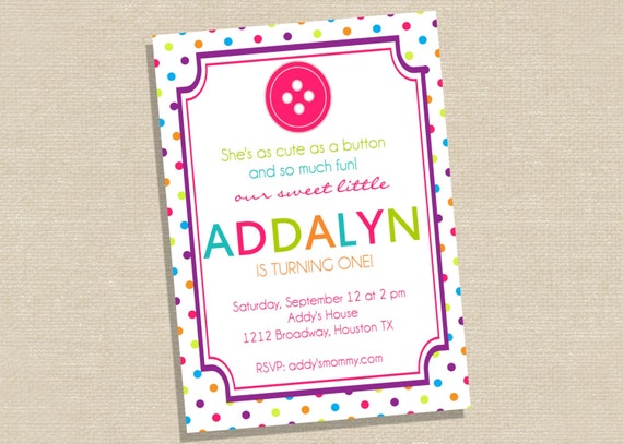 Cute As A Button Invitations 7