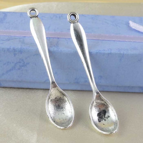 10pcs 11x55mm Antique Silver Spoon Charm by suppliesWholesale