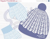 ON SALE 50 % OFF winter clip art set, mittens, cap and shawl clipart, Png, Svg files, photoshop elements, vector, blue, gray, white, insta Il_170x135
