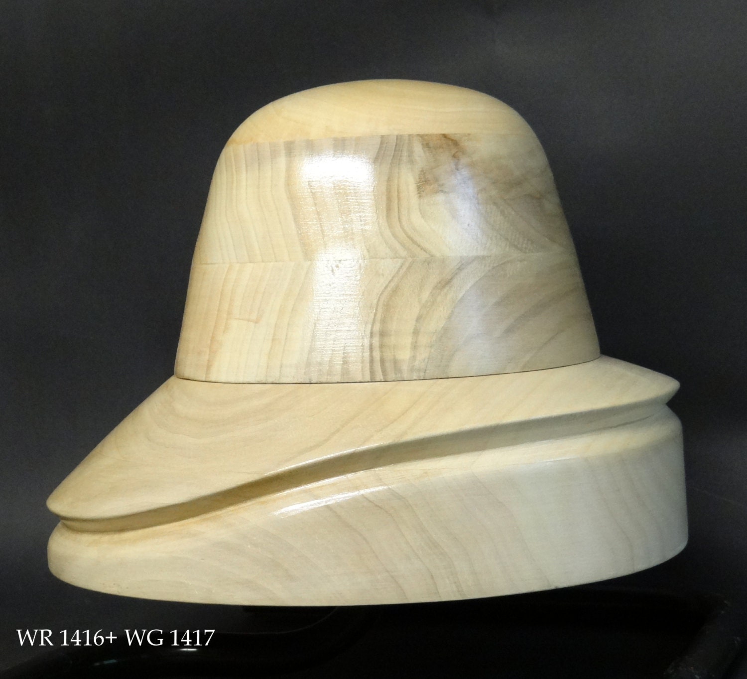 Wooden hat block millinery hut form form a' chapeau
