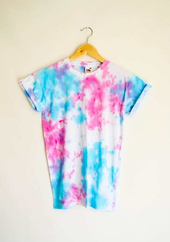 Pink Blue Tie Dye Top T-Shirt Festival by RetroSpectiveApparel