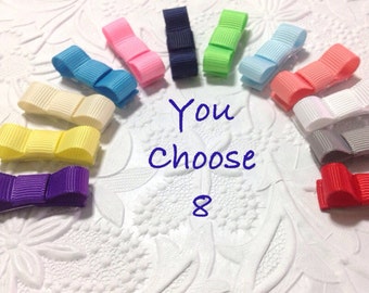 Baby snap clips hair bows - 8 pack snap clip - baby hair clips - baby hair bows - small hair bows - newborn hair clips - newborn hair bows
