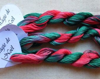 Magie de Noel, Hand Dyed Stranded Cotton, 8 metre skein, Fils a Soso