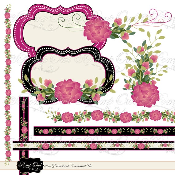 Download Labels Borders Frames Roses Cliparts Flowers Scrapbooking