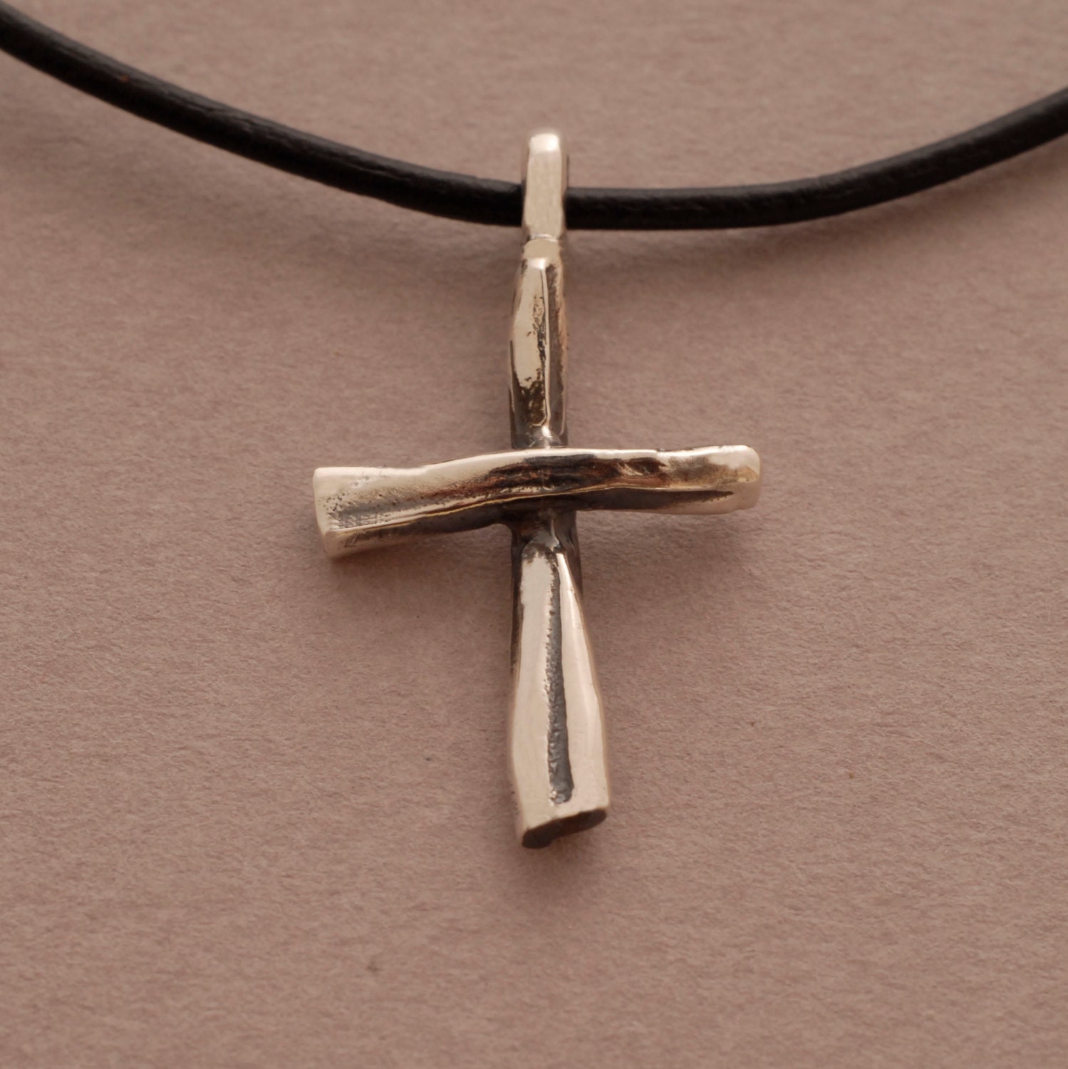 Rustic Cross Pendant Necklace for Men in by SilverJewelleryPlus
