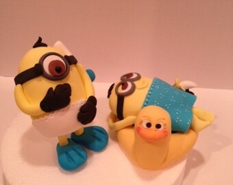 Edible Fondant Minion Cake topper / minion / minion cupcake topper / minion cake topper / minion cookies / minion printable / minion favors