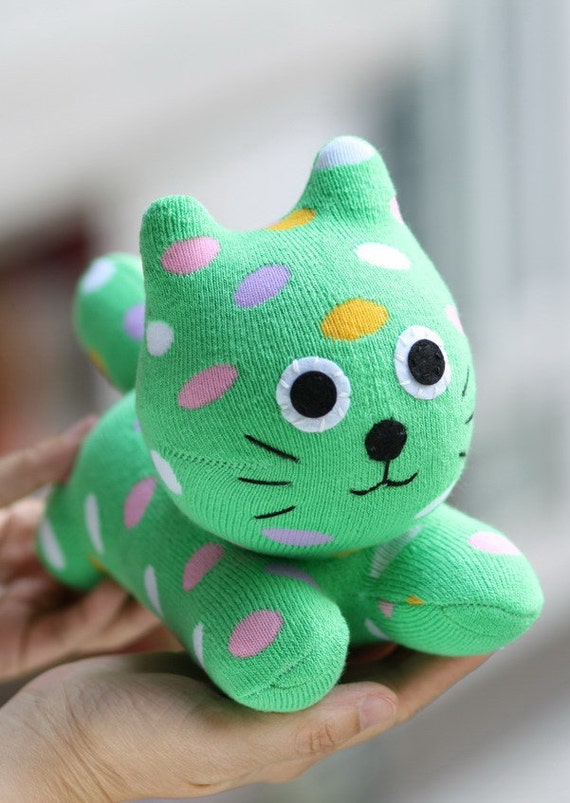 Personalized plush Sock Cat stuffed animal by Toyapartment