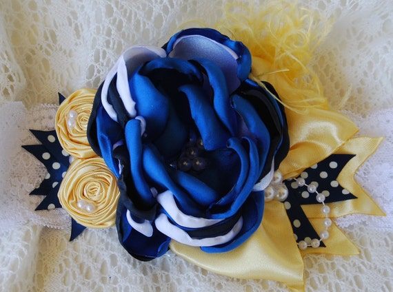 yellow and blue headband