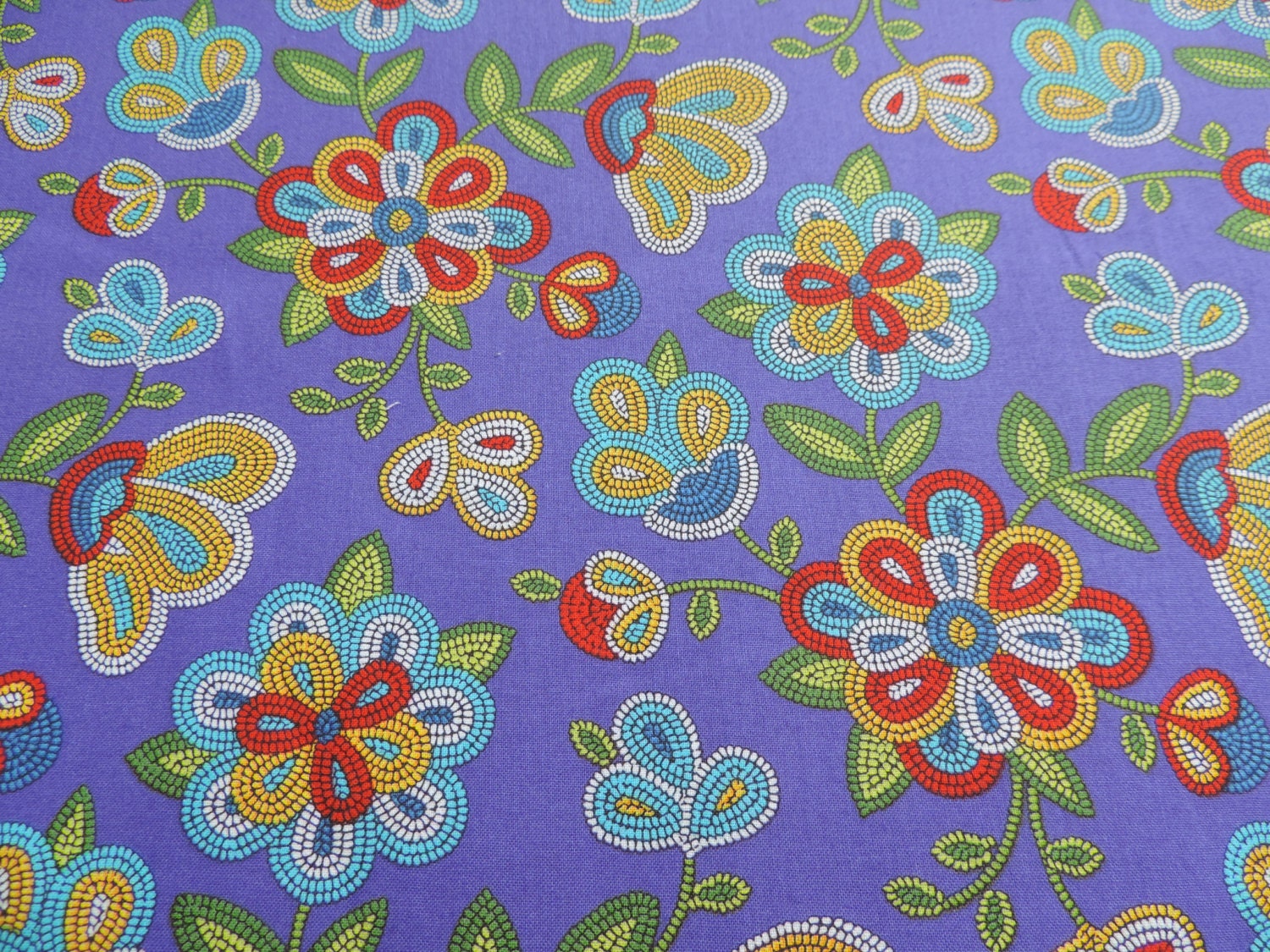Native American design fabric that looks like floral bead