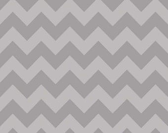 Gray / Grey Chevron Fabric - Gray Tone on Tone by Riley Blake. 100% cotton. Modern Medium Chevron C380-41