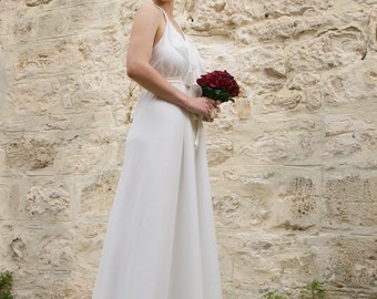 Sweet Love - Wedding Dress, long white wedding dress, soft flowing wedding gown, halter neck wedding dress, machere wedding dress