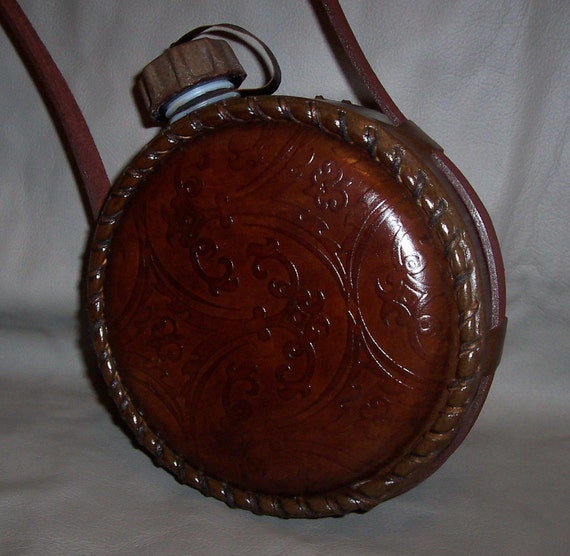 Canteen Leather Brown Western Canteen Item by WesternCanteens