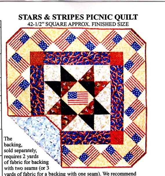 Stars & and Stripes Patriotic Picnic Wall Quilt Kit Total of