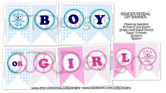 INSTANT DOWNLOAD-Gender Reveal Banner Babyshower Banner
