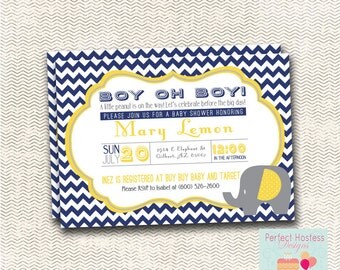 Boy oh boy! Elephant Baby Shower Invitation