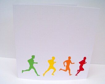 Running Card, Marathon Card, Card For a Runner - Paper Cut, Hand Cut card - Handmade Greeting Card - Blank Card