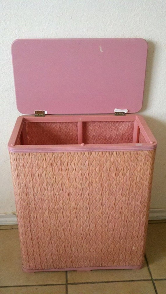 Vintage Pink Burlington Wicker Hamper Vinyl Top