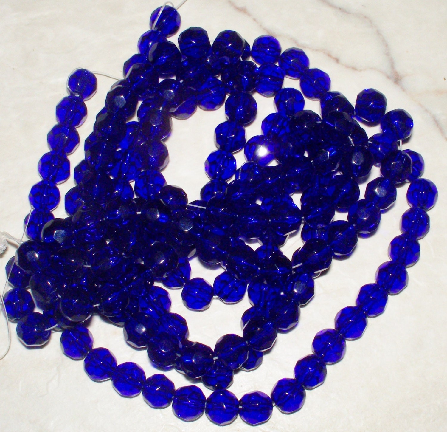 8mm faceted cobalt blue glass beads