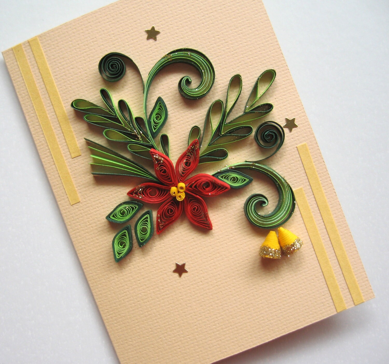 Christmas Card Quilled Christmas Flower Poinsettia