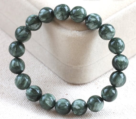 Genuine Seraphinite Bracelet 8MM AA Grade Natural Russian