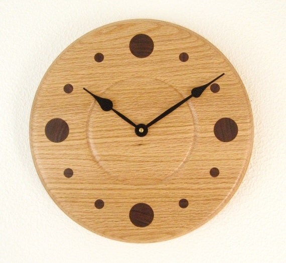 Handcrafted Wall Clock in Oak and Walnut by on Etsy