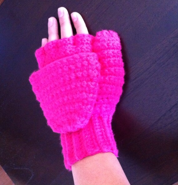 Crochet fingerless gloves with flap by AhlHomemade on Etsy