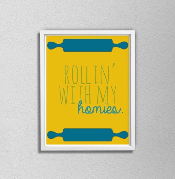 Items similar to Rollin' with my homies. Rolling pin. Funny Kitchen