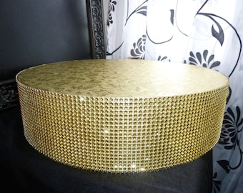 gold cake stand 12", 14" or 16" round or square faux rhinestone gatsby wedding plateau riser cake pop cupcake display candy bar buffet table