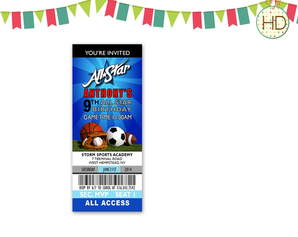 Sports Ticket Party Invitations 7