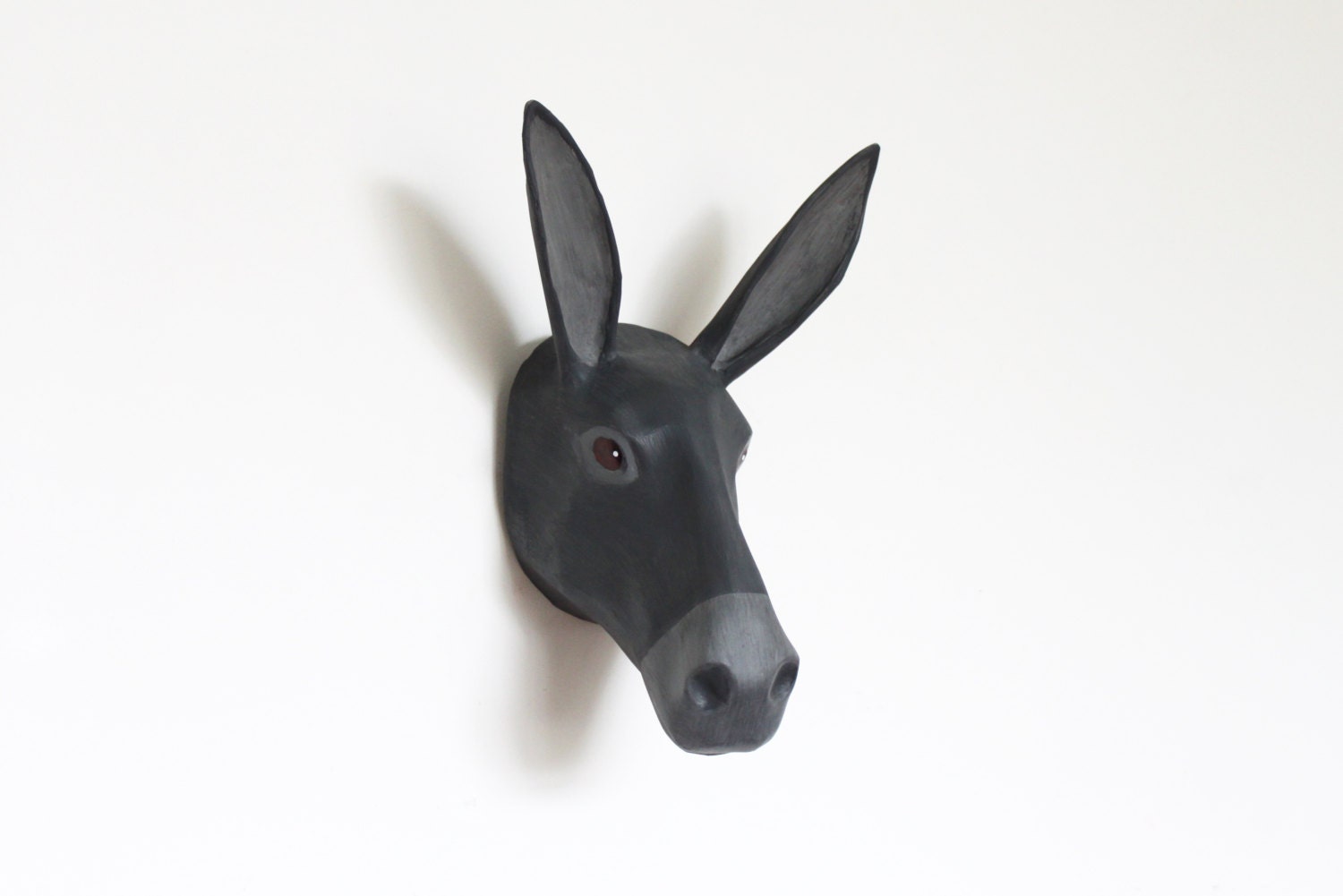 Paper mache grey Donkey wall mount head sculpture home