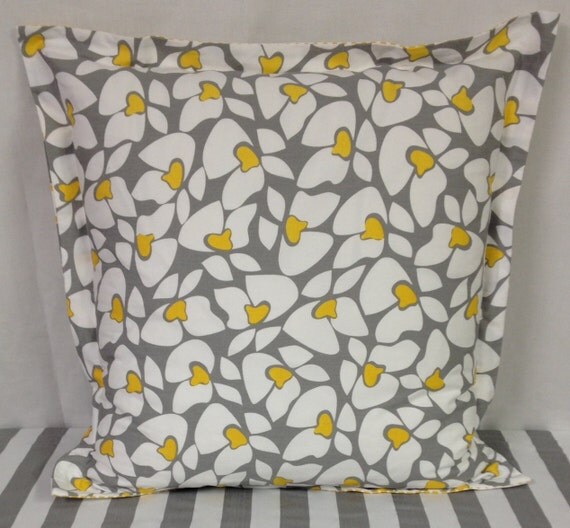 Yellow Gray Pillow Shams standard queen or Euro Premier
