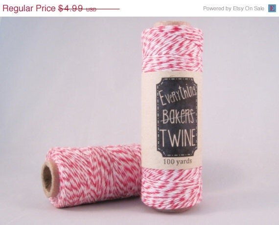 15% off - Pink Red and White Bakers Twine 100 yard spool 4 ply 100 Percent cotton Il_570xn