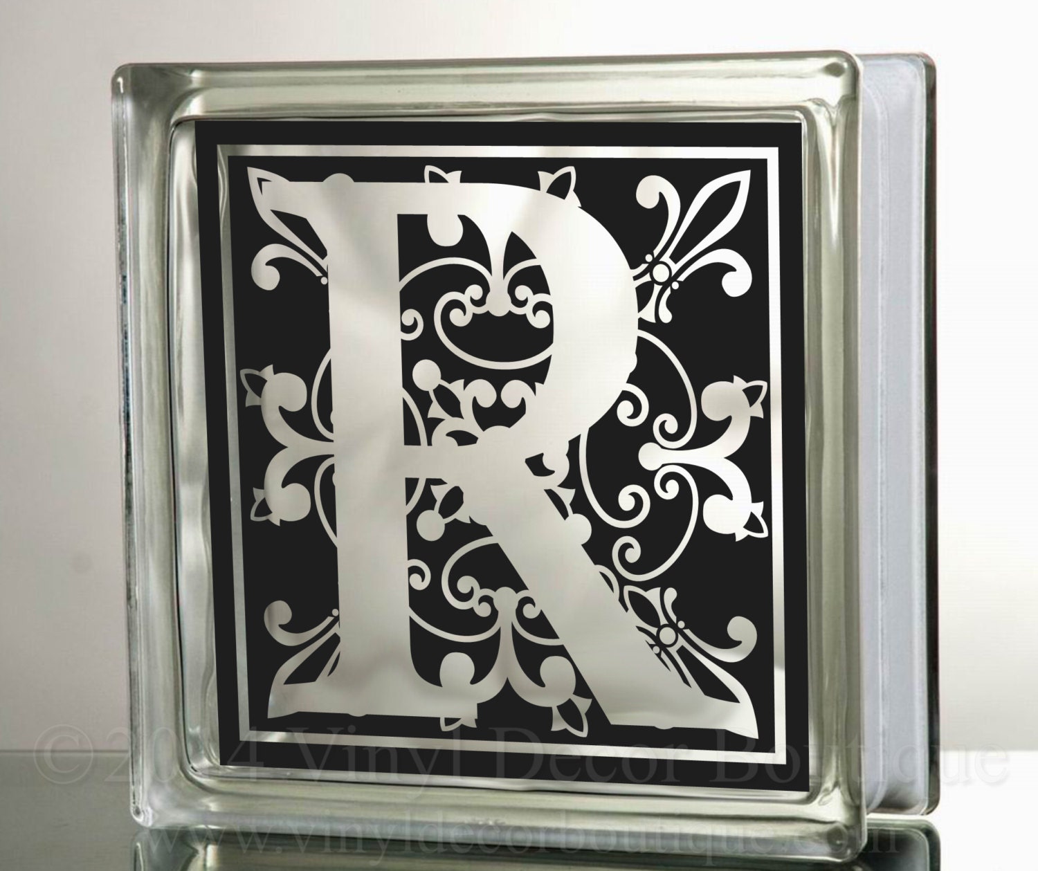 Monogram Decal for glass blocks personalized custom tile